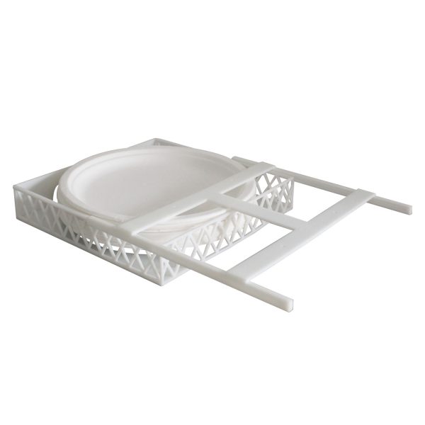 Under Cabinet Paper Plate Holder Dispenser for RV Camping Travel Kitchen Storage Organizer with Self Adhesive Plastic Plate Rack for Counterto Mountable Container Campers Disposable Dishes - Image 4