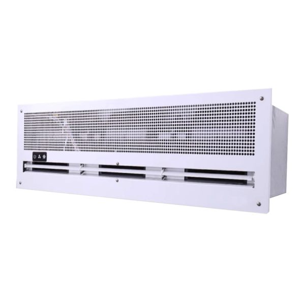Embedded ceiling air curtain machine for supermarkets and shopping centers