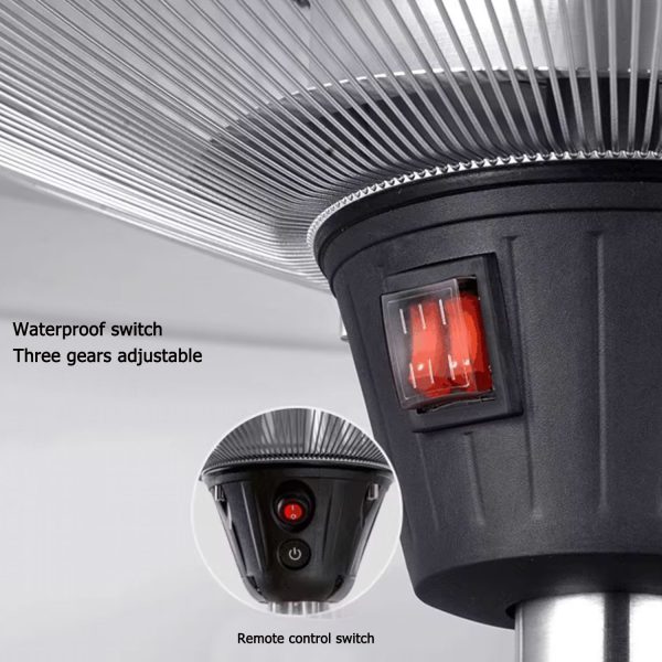 Propane Umbrella Patio Heater for Outdoor Garden Decks Backyard Decks Commercial Stainless Steel LP Gas Heater with Radiant Heat Infrared Height Adjustable Standing Reflector Shield Replacement Parts Burner