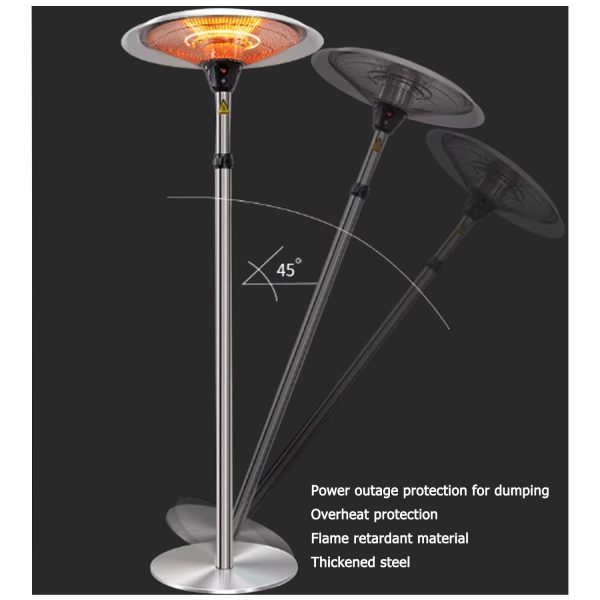 Propane Umbrella Patio Heater for Outdoor Garden Decks Backyard Decks Commercial Stainless Steel LP Gas Heater with Radiant Heat Infrared Height Adjustable Standing Reflector Shield Replacement Parts Burner