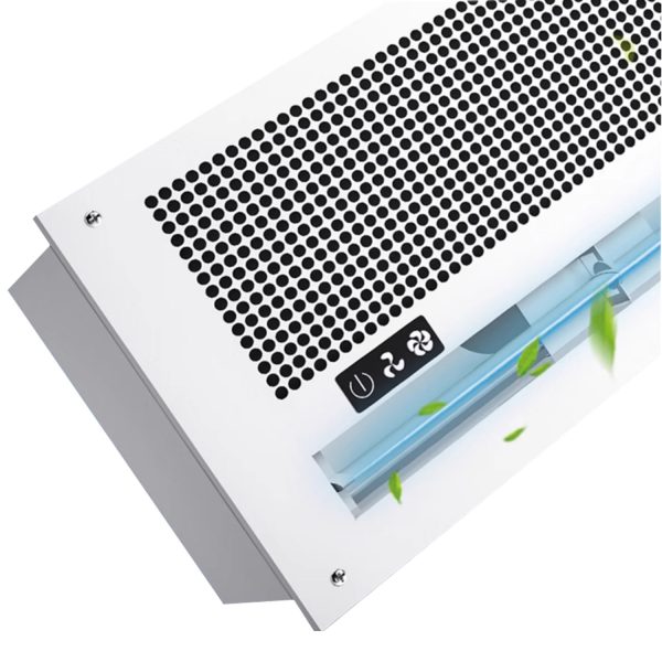Embedded ceiling air curtain machine for supermarkets and shopping centers