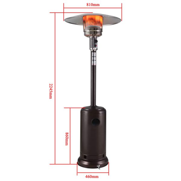 Propane Umbrella Patio Heater for Outdoor Garden Decks Backyard Decks Commercial Stainless Steel LP Gas Heater with Radiant Heat Infrared Height Adjustable Standing Reflector Shield Replacement Parts Burner