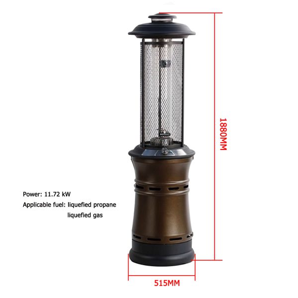 Propane Umbrella Patio Heater for Outdoor Garden Decks Backyard Decks Commercial Stainless Steel LP Gas Heater with Radiant Heat Infrared Height Adjustable Standing Reflector Shield Replacement Parts Burner