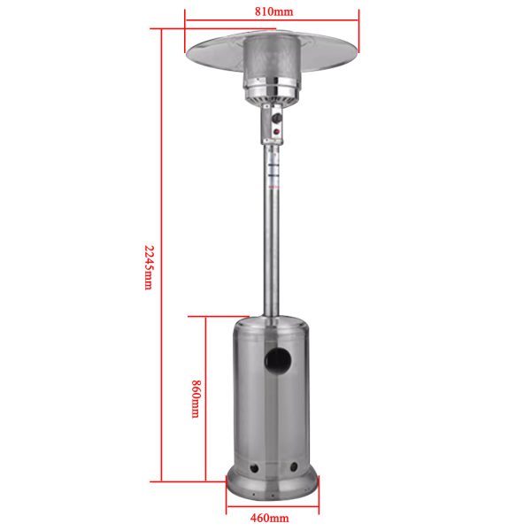 Propane Umbrella Patio Heater for Outdoor Garden Decks Backyard Decks Commercial Stainless Steel LP Gas Heater with Radiant Heat Infrared Height Adjustable Standing Reflector Shield Replacement Parts Burner