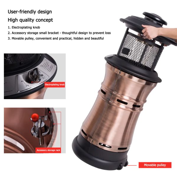 Propane Umbrella Patio Heater for Outdoor Garden Decks Backyard Decks Commercial Stainless Steel LP Gas Heater with Radiant Heat Infrared Height Adjustable Standing Reflector Shield Replacement Parts Burner