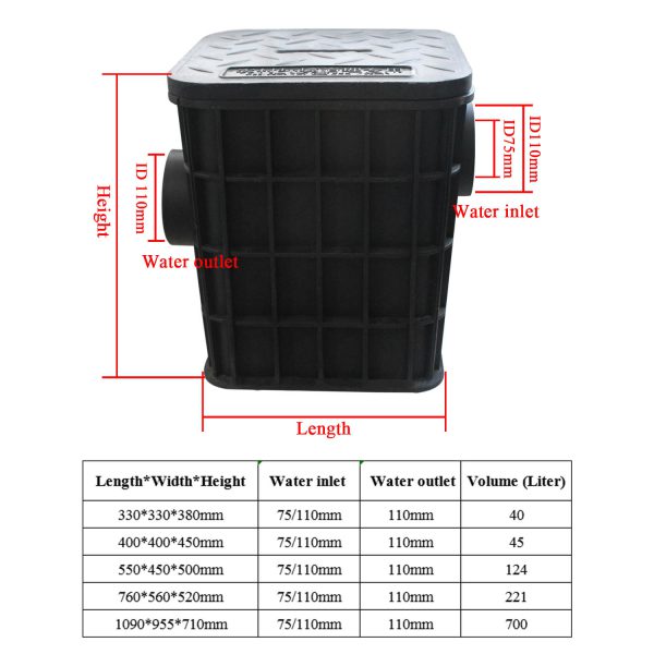 Commercial grease trap for sink kitchen grease separator for cooking grease interceptor restaurant