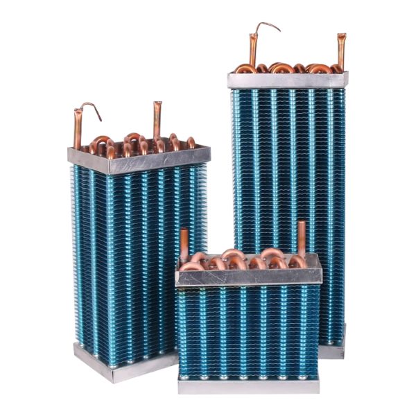 Small Air-Cooled Water-Cooled Copper Fin Finned Copper Tube Heat Exchanger for Fridge Freezer Cooling Condenser Copper Aluminum Coil Evaporator Radiator Fin Cooling System for Water Chiller Air Conditioner hvac sink cooled
