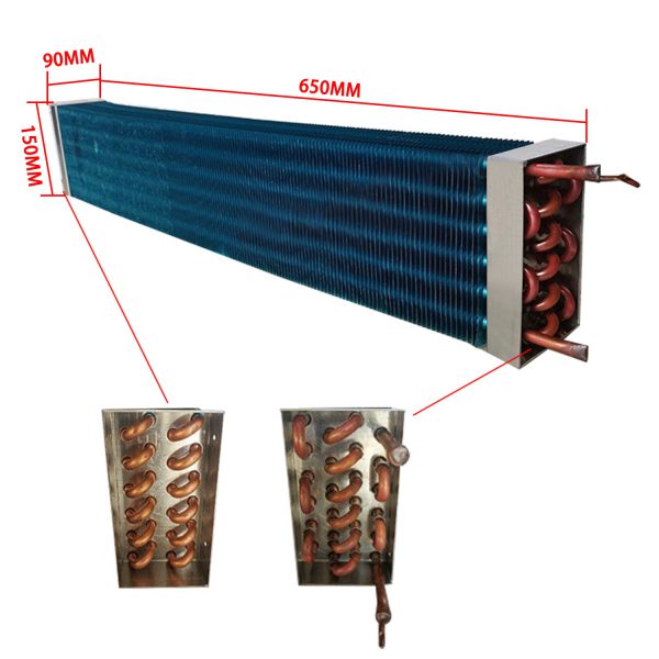 Finned Copper Tube Heat Exchanger for Fridge Freezer Cooling Condenser Copper Aluminum Coil Evaporator Radiator Fin Cooling System for Water Chiller Air Conditioner hvac sink cooled
