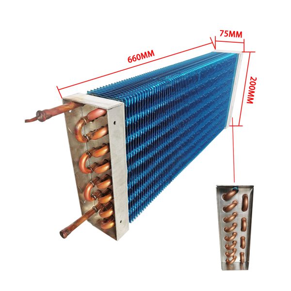Finned Copper Tube Heat Exchanger for Fridge Freezer Cooling Condenser Copper Aluminum Coil Evaporator Radiator Fin Cooling System for Water Chiller Air Conditioner hvac sink cooled
