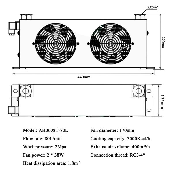 Hydraulic Oil Cooler with Fan for Mini Excavator Air Cooled