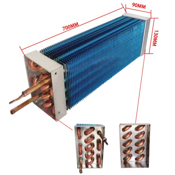 Finned Copper Tube Heat Exchanger for Fridge Freezer Cooling Condenser Copper Aluminum Coil Evaporator Radiator Fin Cooling System for Water Chiller Air Conditioner hvac sink cooled