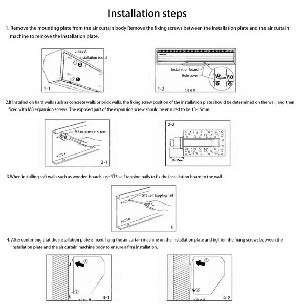 Industrial Commercial Air Curtain for Supermarkets Malls Door Fan High Power PVC Blower for Drive Thru Window Over Door Heated Backward Curved Centrifugal Exhaust Ceiling Small Duct Flies Drive Through Outdoor Entrance Mounted Installation Sensor Remote Control Maintenance Screen