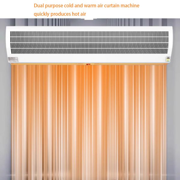 Heated and Cooled Residential Commercial Industrial Air Curtain High Power PVC Blower for Door Drive Thru Window Over Door Indoor Outdoor Backward Curved Centrifugal with Sensor Remote Control Mounted Installation Maintenance Screen