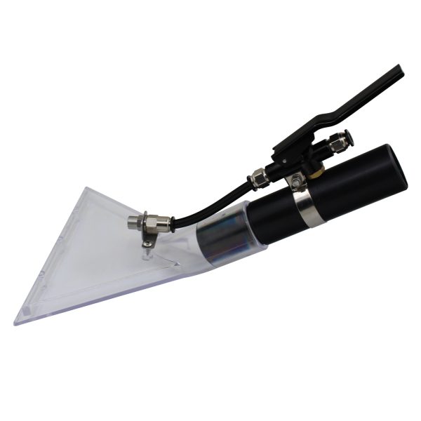 Transparent upholstery spray extraction nozzle squeegee