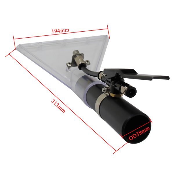 Transparent upholstery spray extraction nozzle squeegee