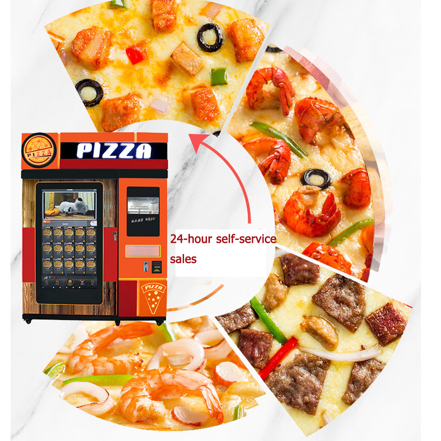 오븐 내장 피자 자판기 신선한 피자 자동 데우기 및 구이 스낵 음료 자동판매기