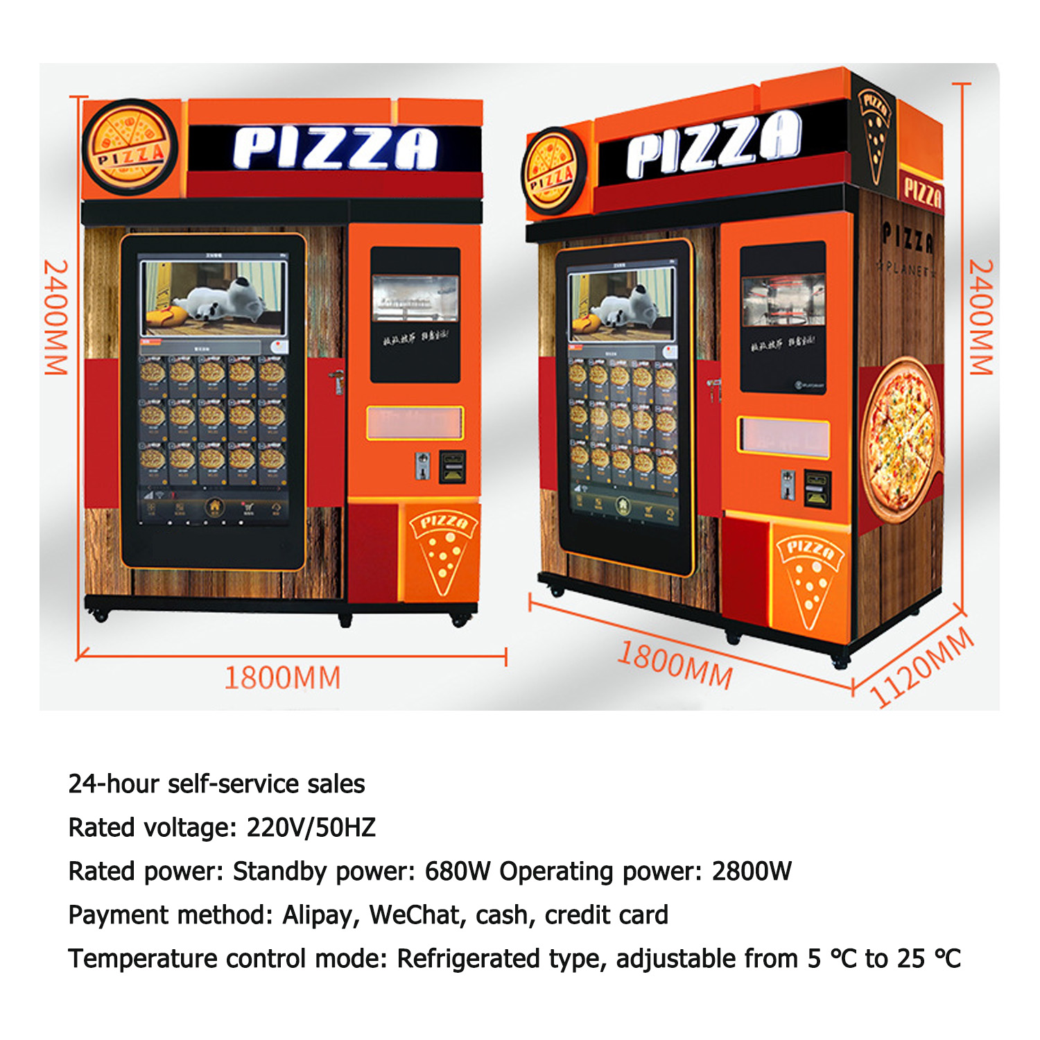 오븐 내장 피자 자판기 신선한 피자 자동 데우기 및 구이 스낵 음료 자동판매기
