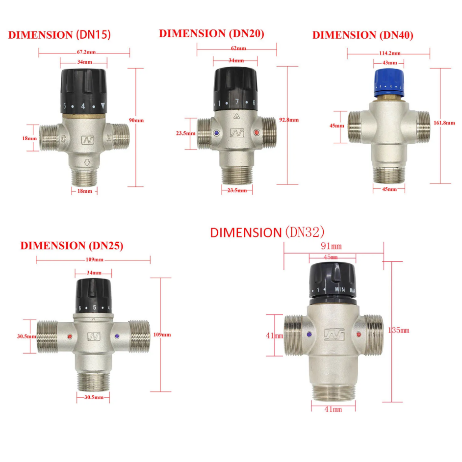 Thermostatic Mixing Valves 1/2 3/4 1 1-1/4 1-1/2 Inch